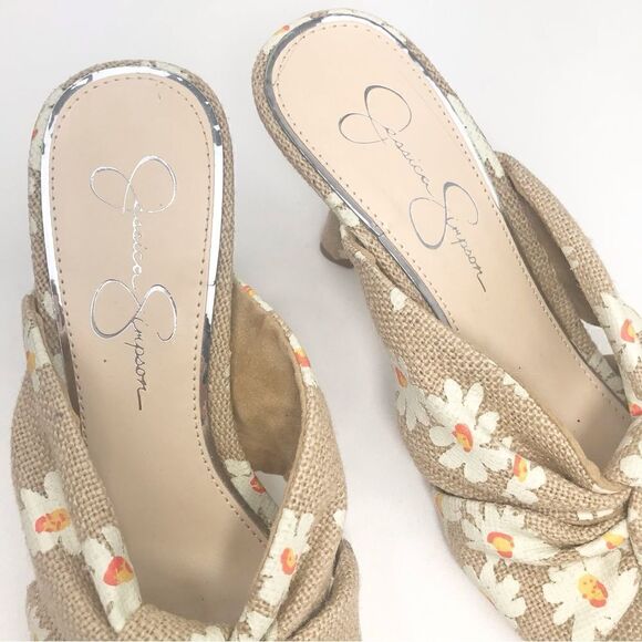 Jessica Simpson MAYXIE Floral Burlap Slip on Heeled Sandals - Picture 10 of 15